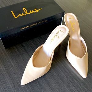 LULUS FRAE NAKED POINTED-TOE MULES VANILLA SIZE 8